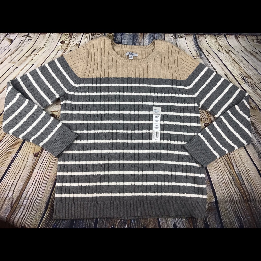 Croft & Barrow Crewneck Striped Knit Sweater